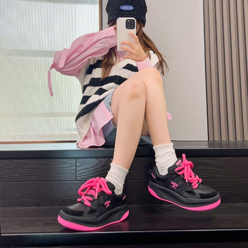 Pinoypeds 2024 Korean Fashion Women's shoes casual Trainers  sporty calfskin Breathable Girl Walking Shoes Sneakers Girl Footwear Runner Training Closed Sports Shoes Athletic Running