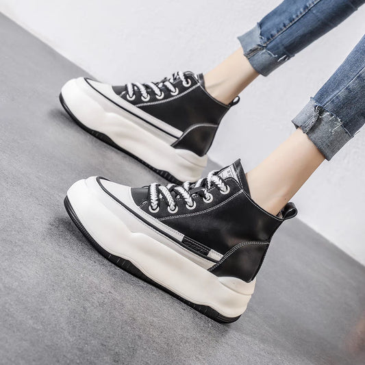 Pinoypeds 2024 Korean Fashion Style Women's shoes Casual Trainers Calfskin Lightweight Breathable Flexible