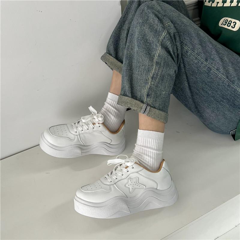 Pinoypeds 2024 Korean Fashion Style Casual Trainers Women's Shoes flat Calfskin Flexible Lightweight Girl Closed Sneakers Training Footwear Walking Shoes Sports Shoes Running Athletic Runner