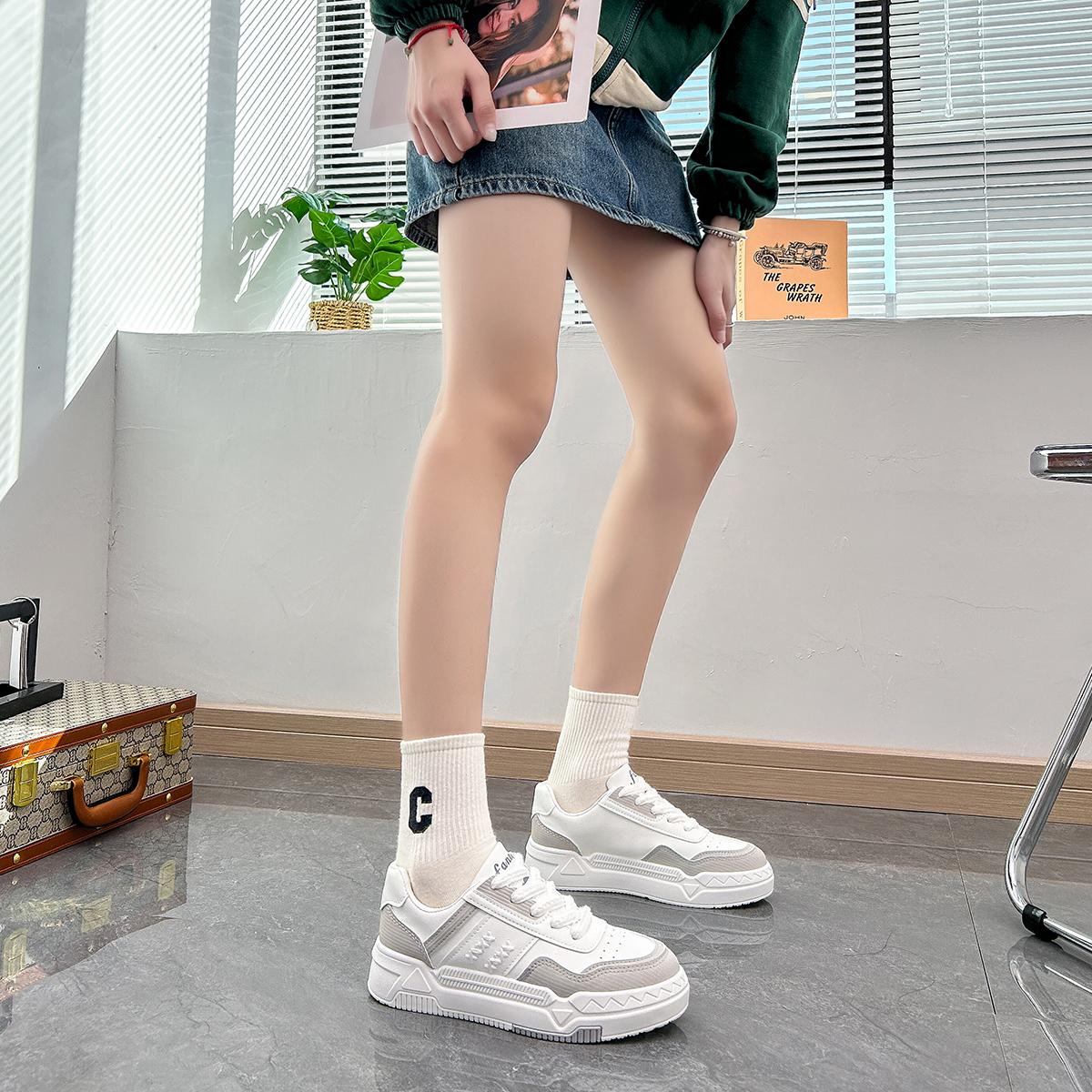 【+1Size】wheat ear small white shoes female new student all-match tick-soled shoes female net red explosive style sports shoes footwear trainer waling shoes runner training athletic running casual girls