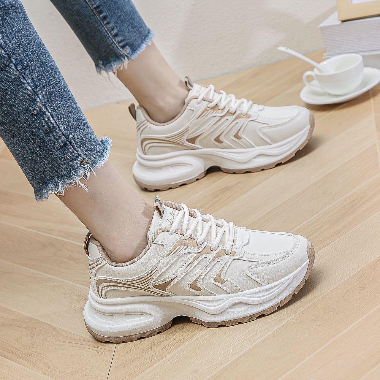 rubber sneakers shoes for women| korean Style| Breathable & Height Increasing rubber Soles| Stylish,Comfortable Footwear for Active Ladies|Best for Daily wear &Casual outfit, Walking Shoes Running Training Girl Closed Sports Shoes Athletic Runner Trainers