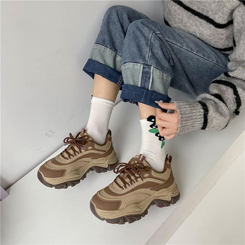 Pinoypeds 2024 Korean Fashion Women's shoes trendy design calfskin slip resistance lightweight Footwear Closed Girl Casual Sneakers Walking Shoes Trainers Running Training