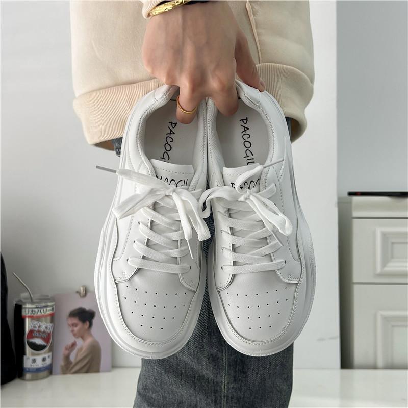 PINOYPEDS Women's Shoes Thick-soled White Shoes Women's 2024 New Spring Spring Popular Trendy Brand Sports White Shoes Footwear Walking Shoes