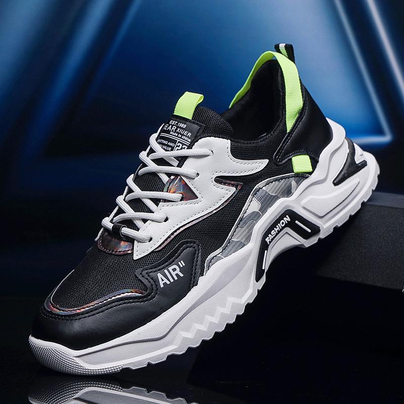 Men's spring all-match leisure shoes for teenagers running travel sports men's thick sole heightened white daddy trendy shoes Sports Shoes Runner