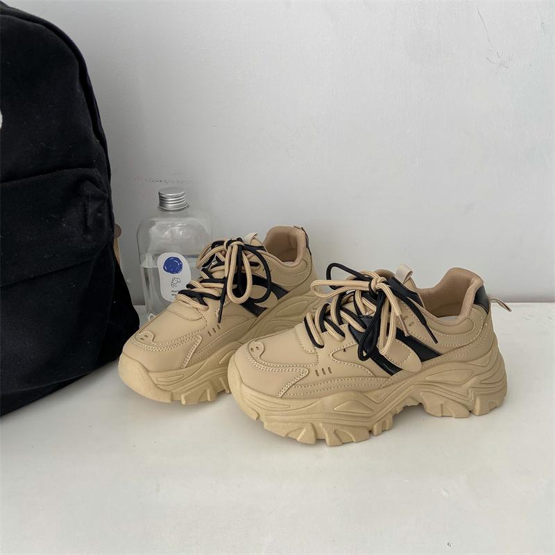 Pinoypeds 2024 korean fashion style women's shoes trendy design calfskin Girl Walking Shoes Footwear Sneakers Casual Runner Chunky Training Trainers Athletic Sports Shoes