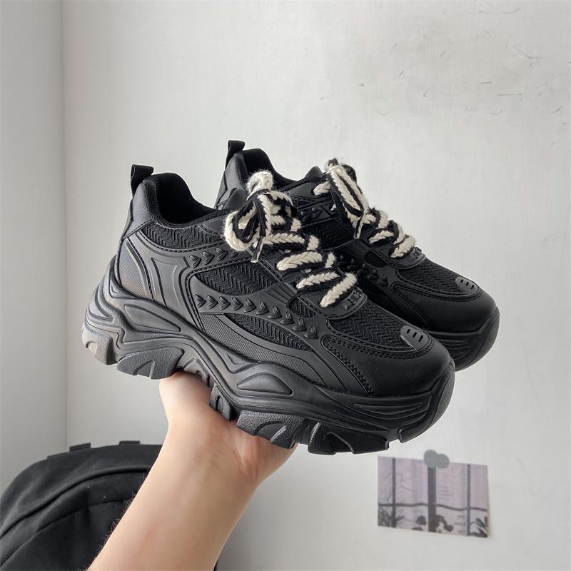 Wheat ear dad shoes for women ins trendy spring and autumn hot 2024 new breathable versatile thick bottom heightening white sports shoes Foot Wear Walking Shoes