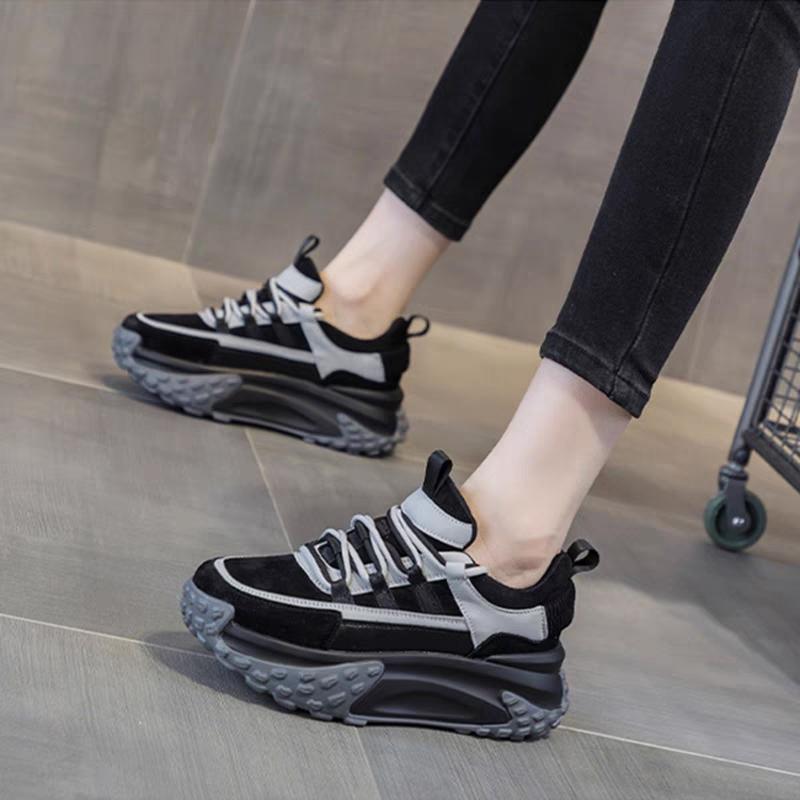 Thick-soled height-enhancing Forrest Gump shoes for women 2024 spring and autumn hot style ins trend super hot street dad shoes versatile casual non-slip Walking Shoes Footwear