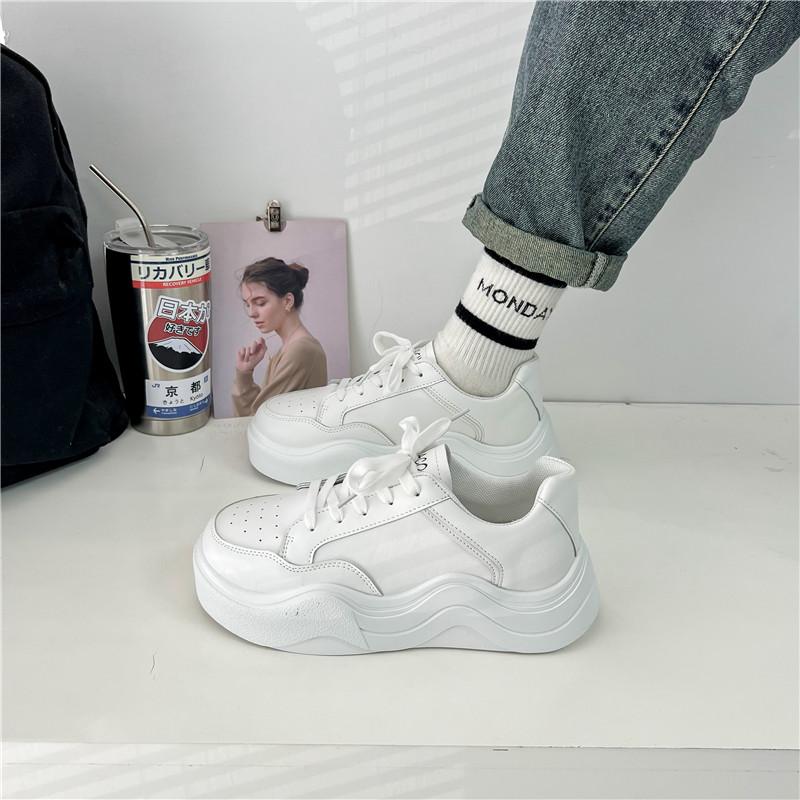 PINOYPEDS Women's Shoes Thick-soled White Shoes Women's 2024 New Spring Spring Popular Trendy Brand Sports White Shoes Footwear Walking Shoes