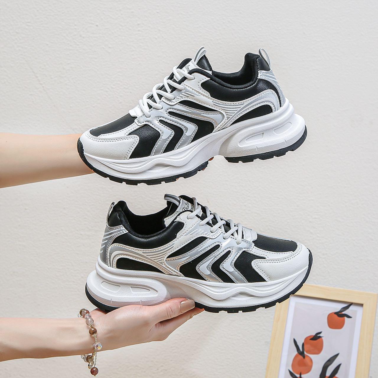 rubber sneakers shoes for women| korean Style| Breathable & Height Increasing rubber Soles| Stylish,Comfortable Footwear for Active Ladies|Best for Daily wear &Casual outfit, Walking Shoes Running Training Girl Closed Sports Shoes Athletic Runner Trainers