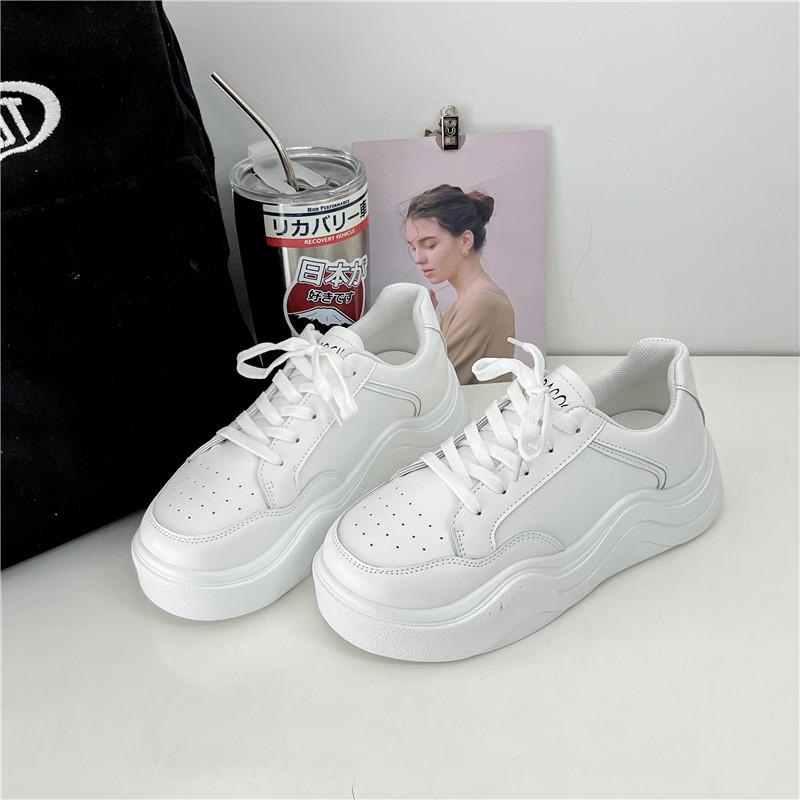 PINOYPEDS Women's Shoes Thick-soled White Shoes Women's 2024 New Spring Spring Popular Trendy Brand Sports White Shoes Footwear Walking Shoes